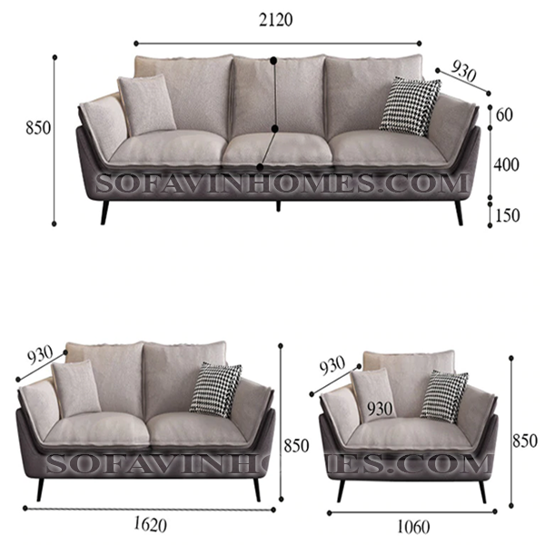 kích thước sofa vải phòng khách đẹp giá rẻ
