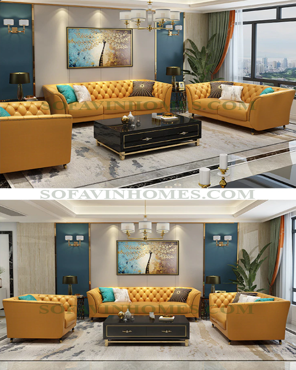 Sofa da phòng khách đẹp giá rẻ